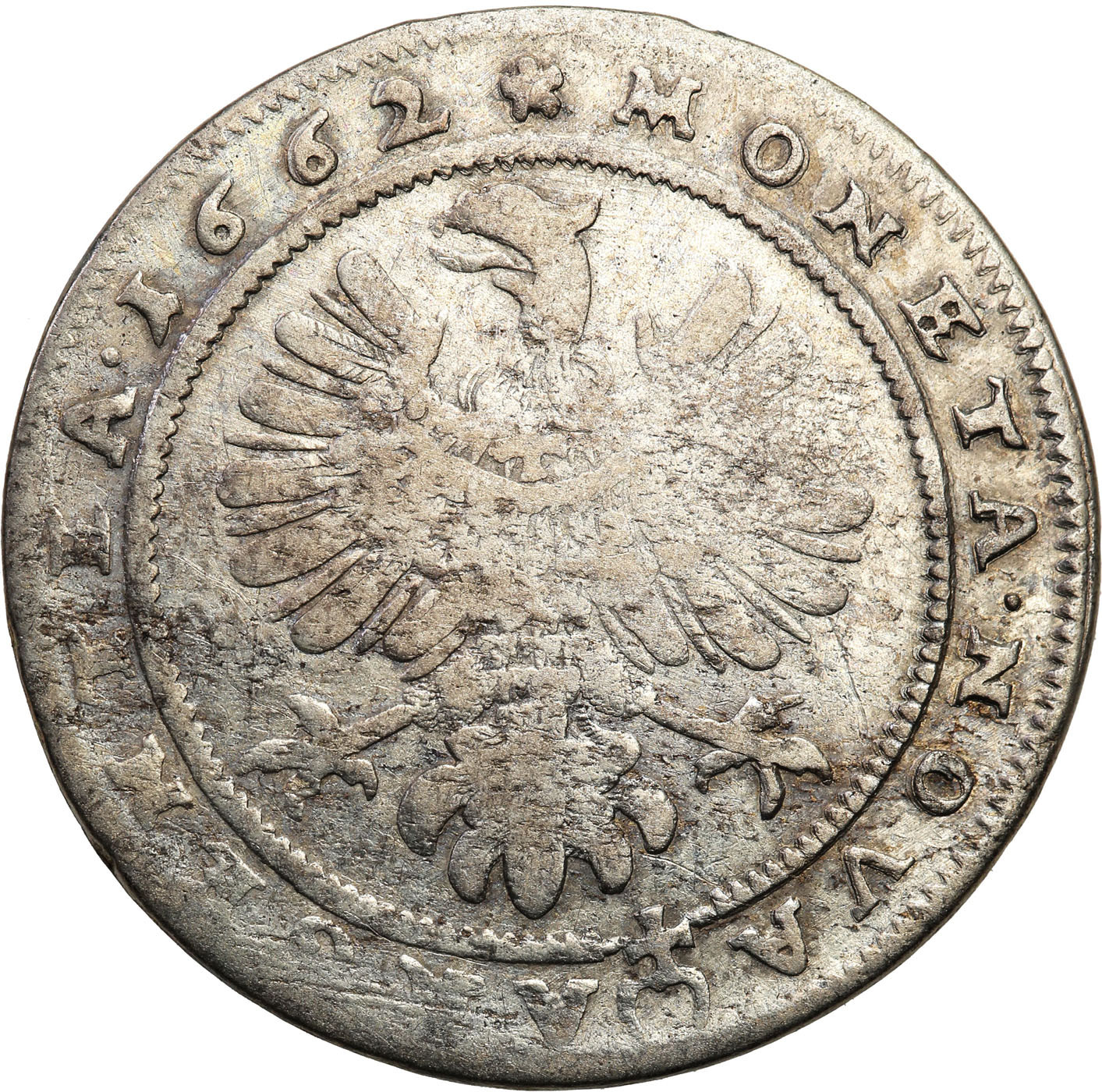 Śląsk, księstwo legnicko-brzesko-wołowskie. Krystian Wołowski. 15 krajcarów 1662, Brzeg – WOLAV